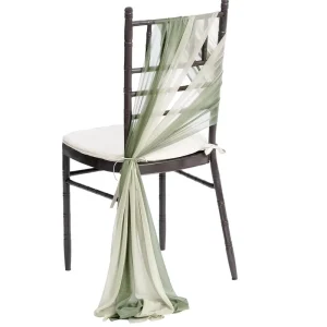 Fancy Wedding Sashes for Chairs Decorative Chiffon Sash Sage Green Organza Covers Chair Sashes
