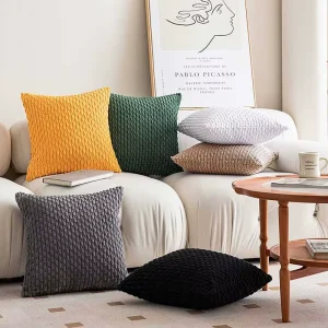 Farmhouse Boho Striped Corduroy Throw Pillow Home Decor Soft Textured Corduroy Cushion Cover for Sofa Couch