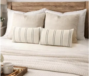 Farmhouse Boho Textured Polyester Throw Pillow Covers Set 2 Jacquard Striped (Cover ONLY)