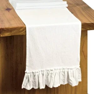 Farmhouse Ramadan Table Runner Non Woven Multi Color Solid Color Table Runner With Ruffles