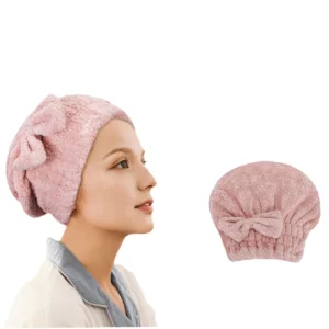 Fashion Bath Shower Cap Coral Stripe Microfiber Eco Friendly Antimicrobial Hypoallergenic Quick Dry Dry Hair Towel Towel