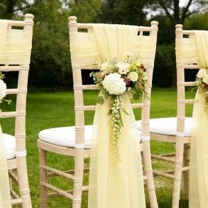 Fashion Custom Wedding Chair Back Cover Drapes Banquet Aisle Decoration Chair Sashes Faux Chair Bow Tie for Event Wedding Party