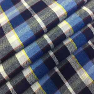 Fashion Design Soft Plaid Touch 100% Cotton Crinkle Check Fabric for Men’s Shirts