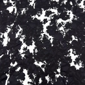Fashion Dress Fabric Black Abstract Print Cotton Seersucker Crinkle 60S 110GSM In Stock