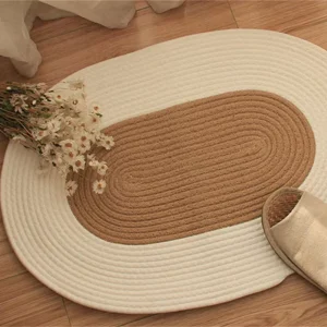 Fashion Entrance Carpet for Bedroom Stain Resistant Cotton Woven Floor Mats Carpet Washable Braided Woven Area Rugs Door Mat