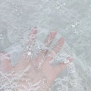 Fashion Fabric Lace Sequin and Bead Embroidered Dress Material Full Width Beaded and Sequined Embroidery Wedding Gowns