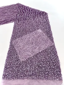 Fashion Gao Ding Wedding Dress Fabric Bead Tube Embroidered Glass Bubble Beads Full Cross Border Foreign Trade Lace Girls Bags