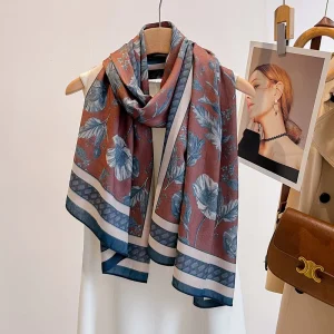 Fashion Ladies Warm Blanket Neck Scarf Winter Viscose Fall Floral Printed Twill Custom 170*60cm Women Scarves Wrap Shawl