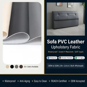 Fashion Latex Coated PVC Faux Leather Waterproof Blackout Upholstery Fabric for Sofa Bed Home Textiles Accessories