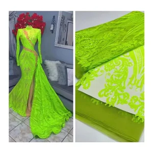 Fashion Luxury African Nigerian Sequin Embroidery Bridal Evening Party Mild Silk Lace Tulle Mesh Fabric for Wedding Dress