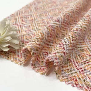 Fashion New Woven Fabric Gold Thread 100% Poly Tweed Fabric Stock