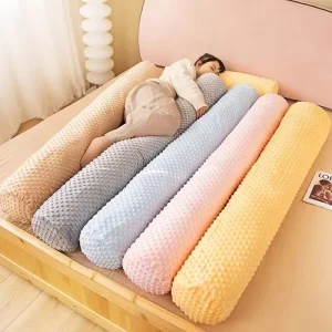 Fashion Plush Cylindrical Dotted Long Pillow Removable Washable Girls Nap Backrest Foot Hugging Sleeping Pillow for Dorm Beds