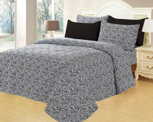 Fashion Print Design 4pc Bed Sheet Set Stylish Comforter Bedding Set