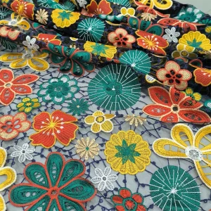 Fashion Soft Breathable Tulle Embroidery Multicolor Embroidery Fabric Women’s Dress Embroidery Fabric