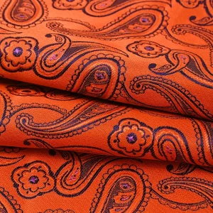 Fashionable Avant garde Orange Purple Wave Cashew Flower Paisley Pattern Fabric Dynamic Beauty Clothing Decoration Fabric