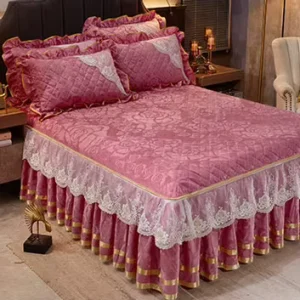 Fashionable Bedding Embroidery Design Bed Cover Bed Skirt for Home Use