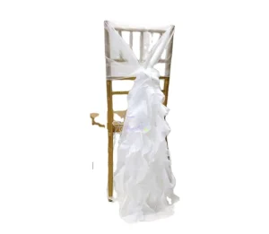 Fashionable Design Plain Dyed Blush Organza Ruffled Wedding Chair Cover Chiffon Sash with Hood