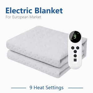 Fast Consistent Heating Electric Blanket Detachable Controller 9 Heat Settings Washable Safe Bed Warmer