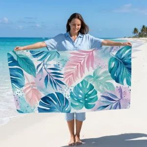 Fast Delivery Customize Size Logo Large Beach Towels Luxury Tropical Style Printed Microfiber Quick Dry Sand Free Beach Towels