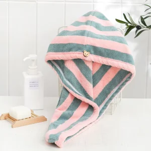 Fast Delivery Super Absorbent Quick Dry Hair Towels for Curly Long Thick Hair Microfiber Hair Drying Shower Turban With Buttons