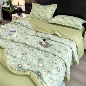 Fast Drop Shipping Double Layer Gauze Floral Printed Soft Cloud Touch Cooling Thin Quality Summer Comforter Set