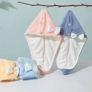Fast Drying Microfiber Hair Towels Hair Dry Cap of Head Towels High weight Buttoned Dry Hair Cap