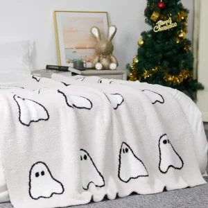 Fast Shipping Popular Halloween Classical Ghost Soft Thick Knitted Polyester Adult Blanket for Rest