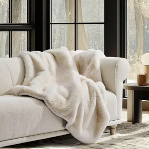 Faux Fur Blanket 1220GSM Chinchilla Throw Bed Blanket Warm Thick Heavy Winter Fluffy Fuzzy Cozy Mink Reversible Blanket