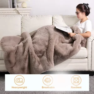 Faux Fur Blankets 2 Sided Knitted Eco-Friendly Oeko-tex Standard 100 Certified Faux Fur Throw Blankets for All-Season