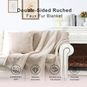 Faux Fur Blankets High Quality Warm Fluffy Large Size Soft Faux Fur Throw Blankets for All Season