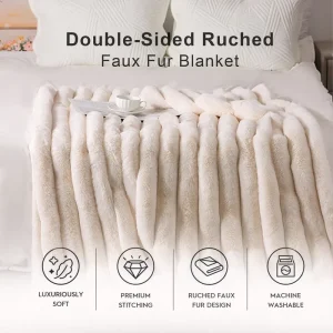 Faux Fur Fleece Blanket Durable Eco Friendly Luxury Fade Resistant Knitted Faux Fur Throw Blanket for Bed