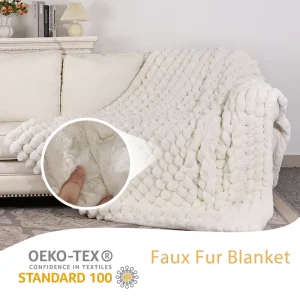 Faux Fur Knitted Blanket Luxury Super Soft Thickened Warm Throw Lora Chunky Faux Fur Throw Blanket for Sofas beds