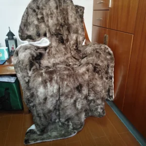 Faux Fur Modern Print Throw Blanket Fuzzy Soft Thick Bubble Sofa Bedroom Living Room 50 60 Inches Tie dye Taupe High End