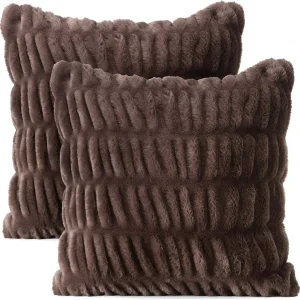 Faux Fur Plush Decorative Throw Pillow Covers Ruched Soft Polyester Cushion for Sofa Couch Bedroom Home Use