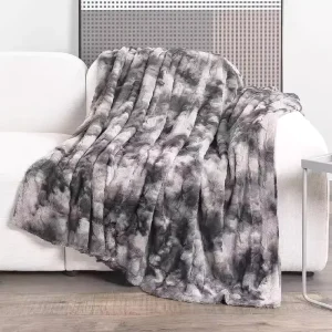 Faux Fur Raschel Blanket Cozy Textured Decorative Rustic Woven Lightweight 100% Polyester Four Seasons Portable Folded Blanket