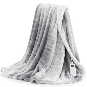 Faux Fur Sherpa Dual Sided Full Size 77 X 84 Bearhug Electric Heated Blanket 10 Heat Settings 1-12 Hour Auto Shut Off