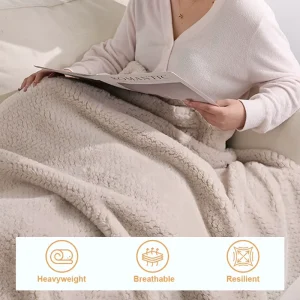 Faux Fur Throw Blanket High Warmth Retention Shed Free Cream Throw