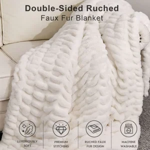 Faux Fur Throw Blanket OEM ODM 24 Hours Service Winter King Size Solid Color Throw Blanket