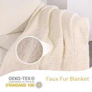 Faux Fur Throw Blankets Stylish Luxury Soft Polyester Warm Smooth Solid Rabbit Faux Fur Minky Throw Blankets for Winter