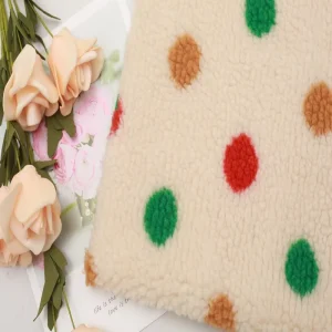 Faux Lamb Wool Polka Dot Jacquard Knitted Plush Fabric 100% Polyester Breathable OEM Custom for Girls Coats Hats Plush Products
