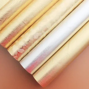 Faux Leather Fabric Platinum Gold Metallic Glitter Synthetic Leather for Gift Boxes