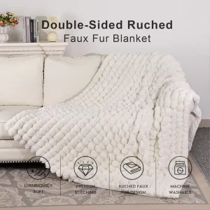 Faux Rabbit Fur Blanket High Quality Super Soft Heavy Cozy Throw Fluffy Bedding Set Fake Fur Blanket for Sofa