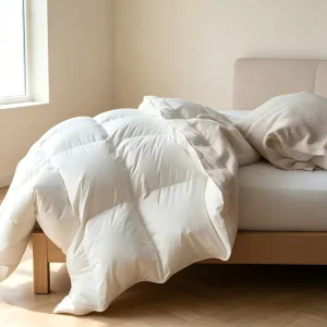 Feather Comforter Queen Size All Season White Duvet Insert Ultra Soft Cotton Cover Fluffy Breathable Machine