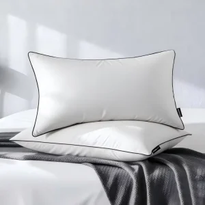Feather Down Queen Size Luxury Hotel Collection Bed Pillows Down Surrounded Fluffy Soft Medium Firm Pillows for Side Sleepers