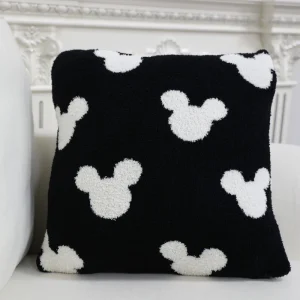 Feather Yarn Mickey Mouse Throw Pillow Soft Decorative Cushion with Fun Mickey Pattern for Sofa and Home Decor