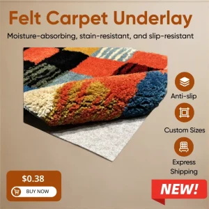 Felt Carpet Underlay Roll 3 10mm Thick Hot Melt Anti Slip Moisture Absorbent Pet Friendly Custom Size Color