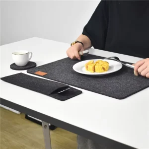 Felt Placemats Stain Heat Resistant Washable Felt Table Mat Dark Grey Set of 6