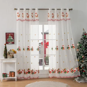 Festival Window Screens Embroidered Curtains American Style Polyester Manufacturer Supply Christmas Curtains