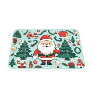 Festive Christmas Decor Area Rug Quick Dry Anti slip Santa Xmas Tree Foot Mat for Household Entryway Indoor Holiday