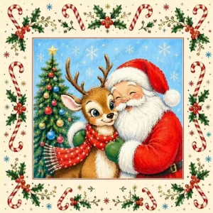 Festive Christmas Themed Reindeer Design Mahjong Table Mat Non Slip Noise Reducing American Mahjong Mat